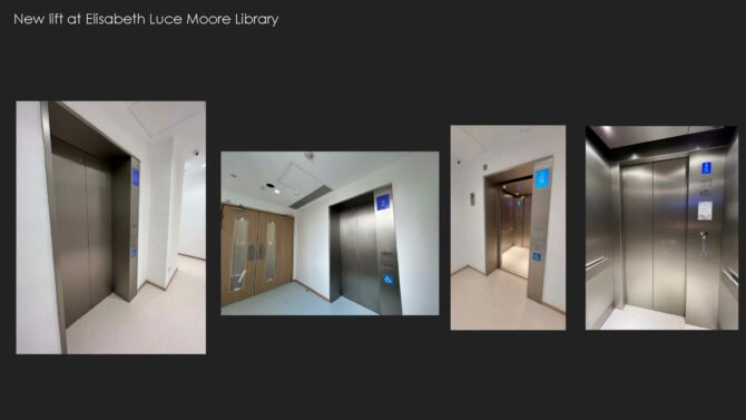 Improvement works to lift lobby and upgrading existing lift at Elisabeth Luce Moore Library